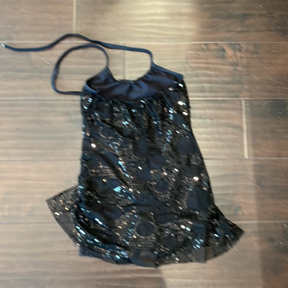 Leo’s Dance Costume Small Adult Romper with sequin sheath over, adjustable tie - Picture 3 of 3